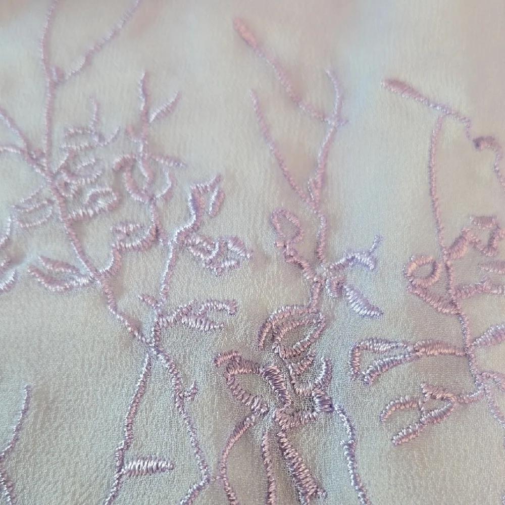 NIB Lavender Floral Embroidered Silk Sheer Scarf Exclusive